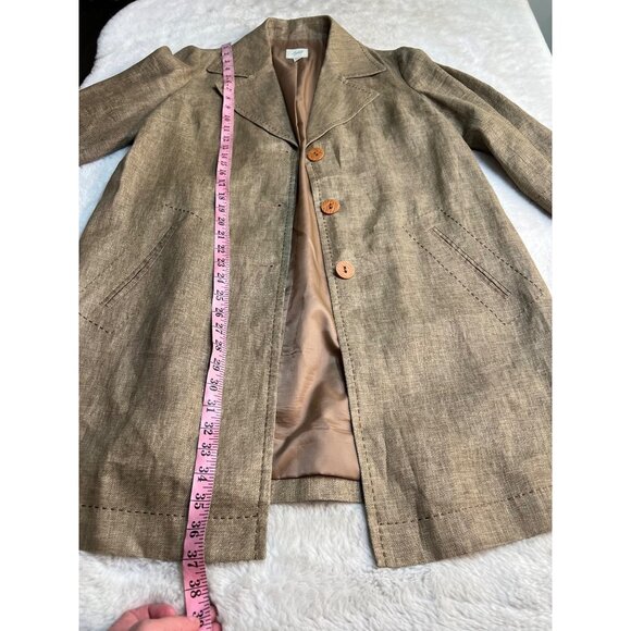 J. Jill Womens Tan Linen Blazer Jacket With 3/4 Sleeves & Button Closures size m - Picture 6 of 6